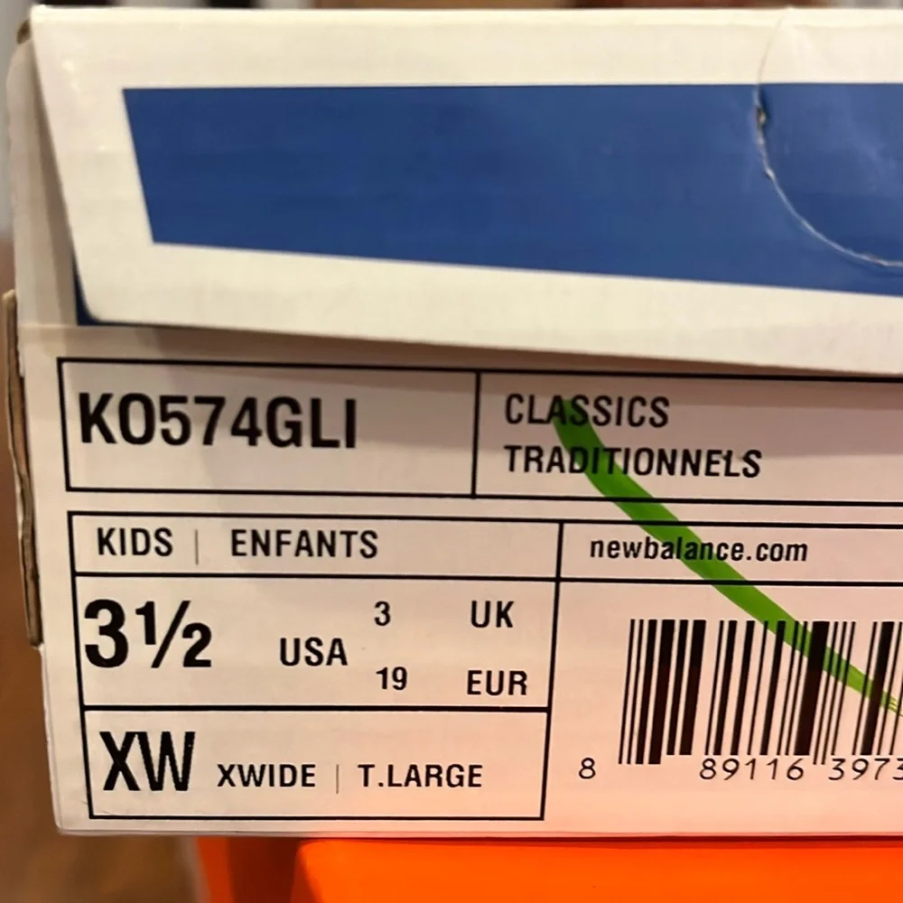 New Balance KO574GLI 574 Shoes Sneakers new Boys Girls Toddlers Size 3.5